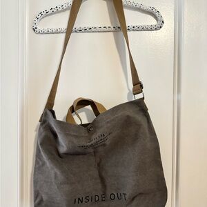 Brown and Tan Canvas Shoulder Bag